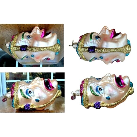 VTG Old World Christmas Comedy Tragedy Ornament Glass Mask Theater New Rare OWC - Picture 4 of 12
